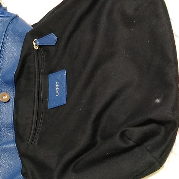 Authentic Laggo Genuine Blue Leather Hobo Shoulder Bag - Picture 13 of 16